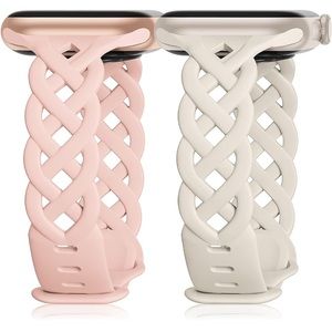 Braided Silicone Bands in Sand Pink & Starlight